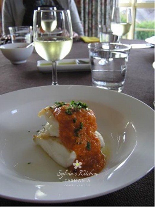Sylvia's Seafood Dish with famous Romesco sauce